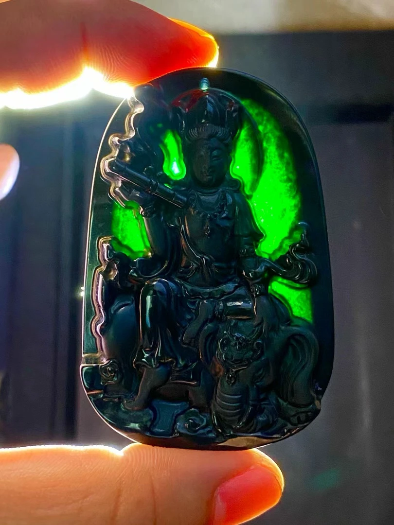墨翠普贤菩萨，打灯透绿