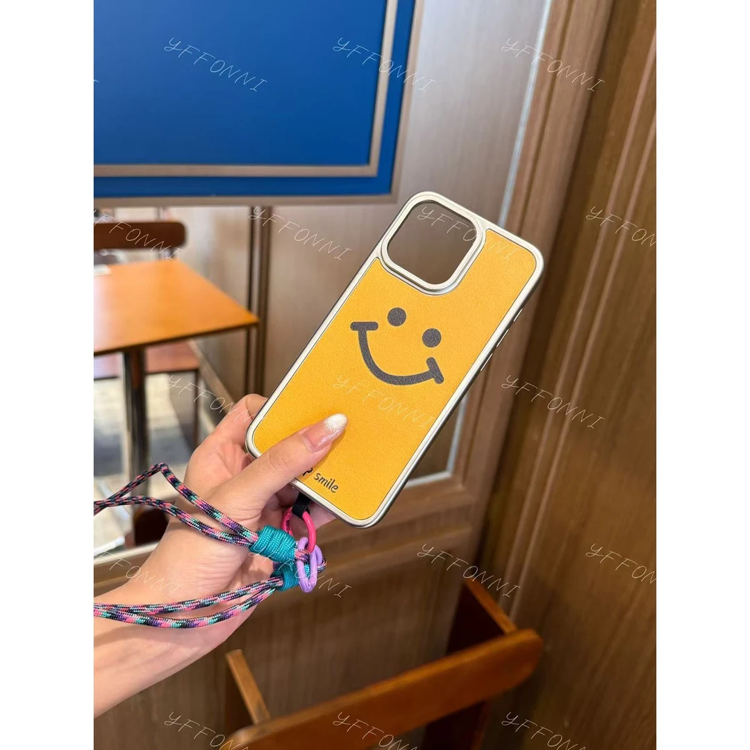笑脸皮质手机壳加手机彩色挂链