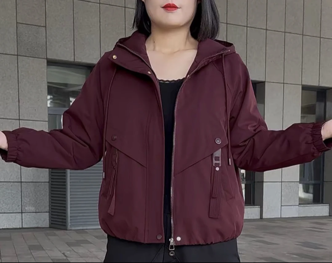 冬季新款加绒加厚连帽款女士外套