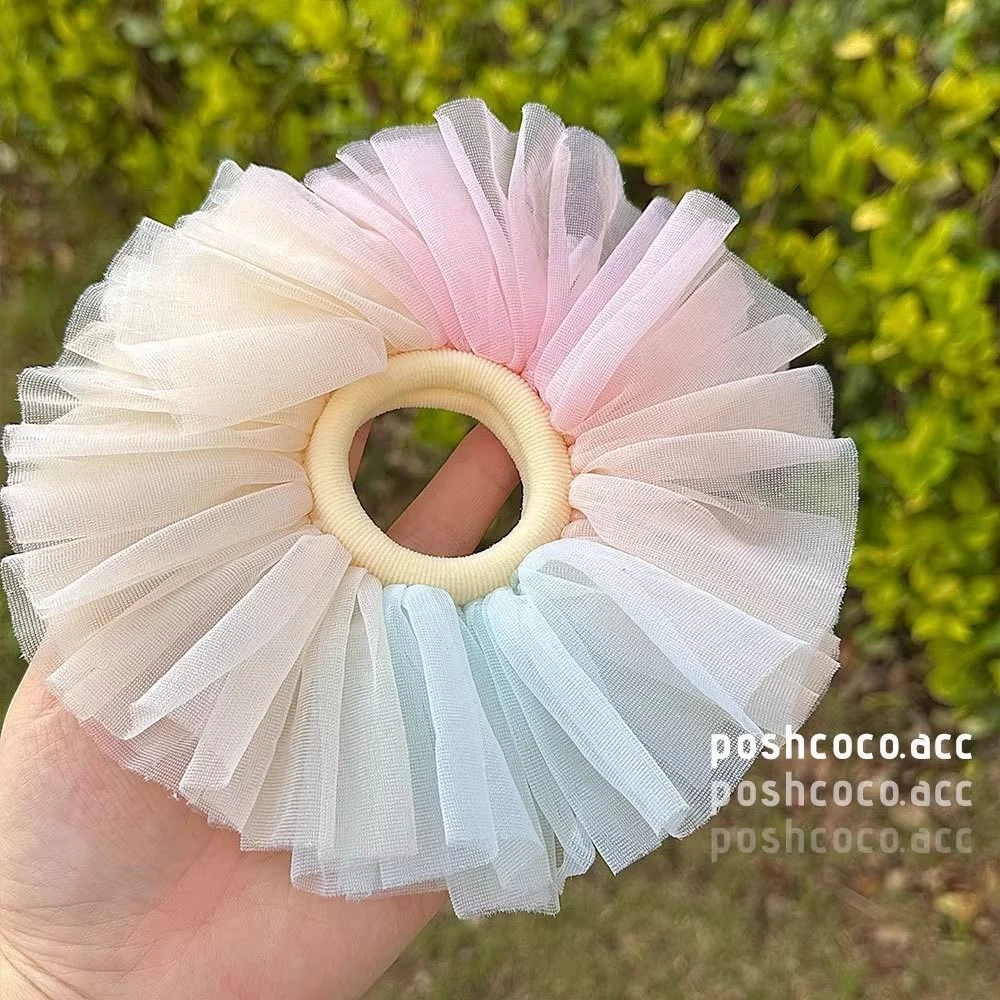 超仙冰淇淋~亲子蓬蓬裙边网纱大肠发圈少女心高马尾丸子头绳发饰