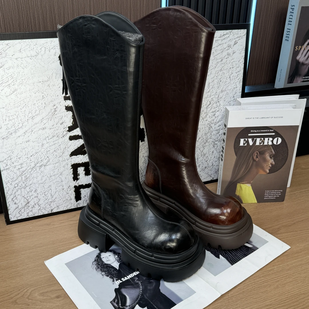 【SST●风飞花】时装靴骑士圆头英伦过膝女鞋长筒长靴25SY00583