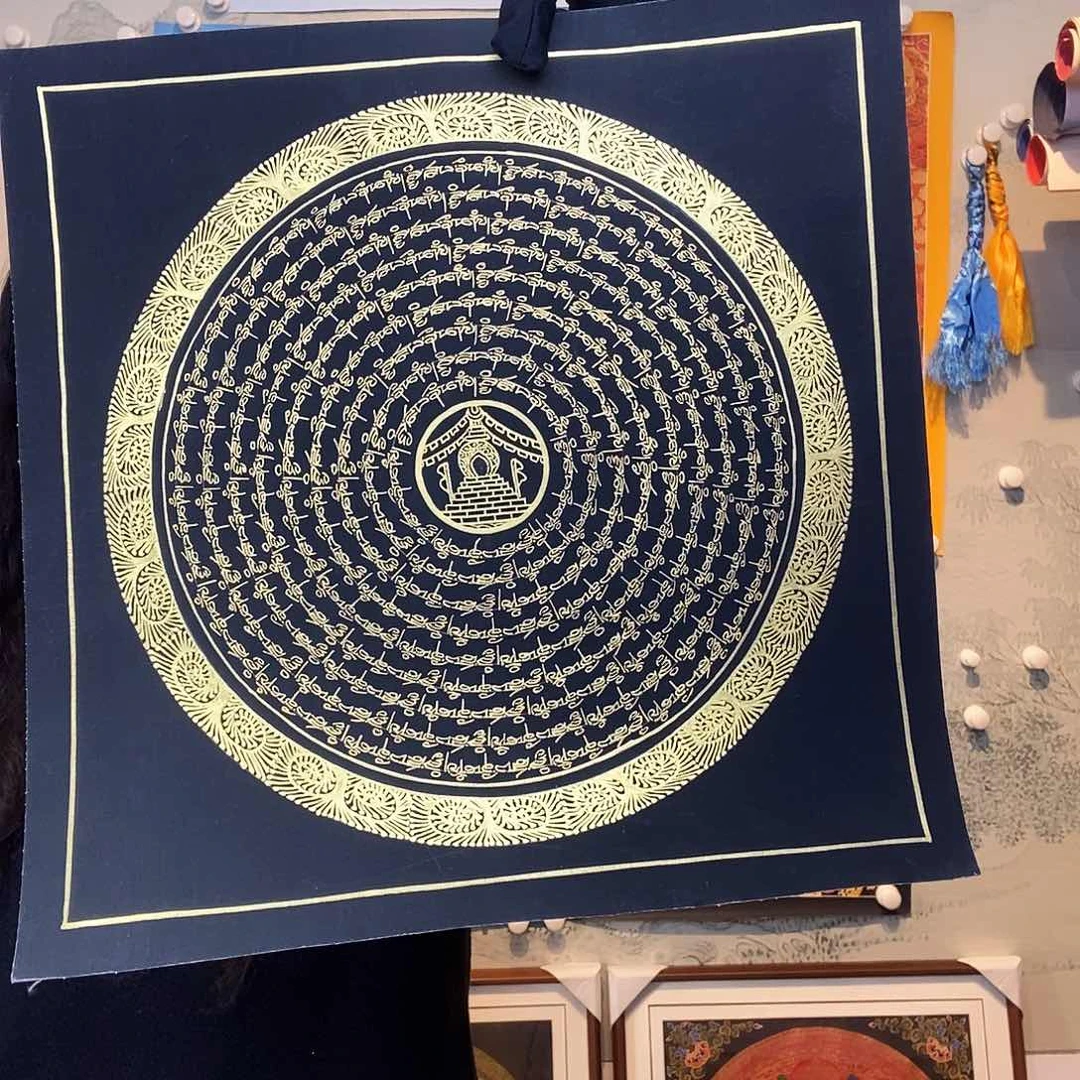 卷轴画纯手绘六字真言唐卡30尺