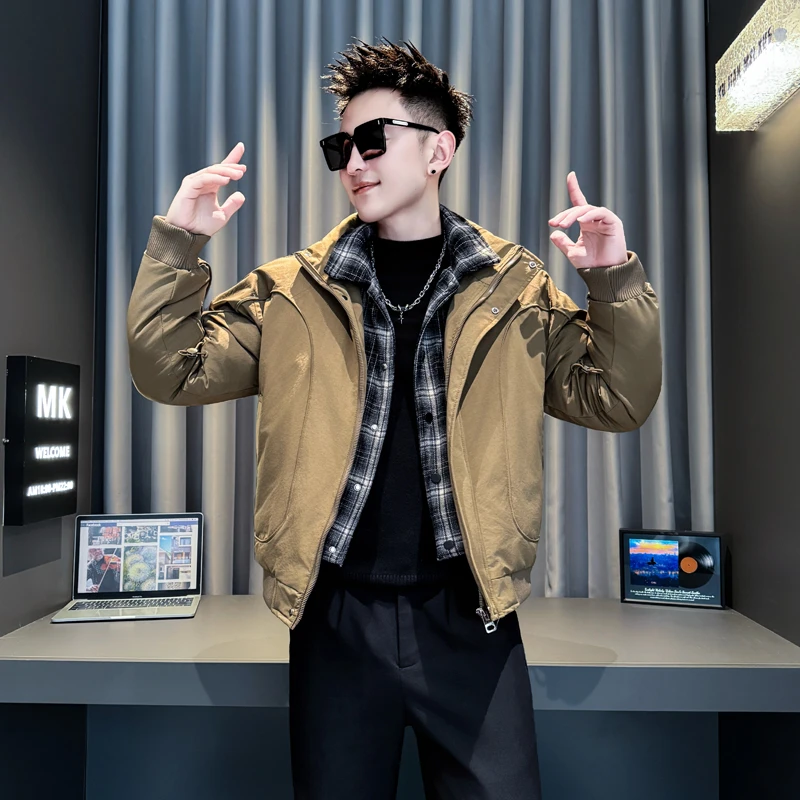 假两件拼接棉服男款冬季潮流个性男装痞帅高级感棉衣外套保暖棉袄