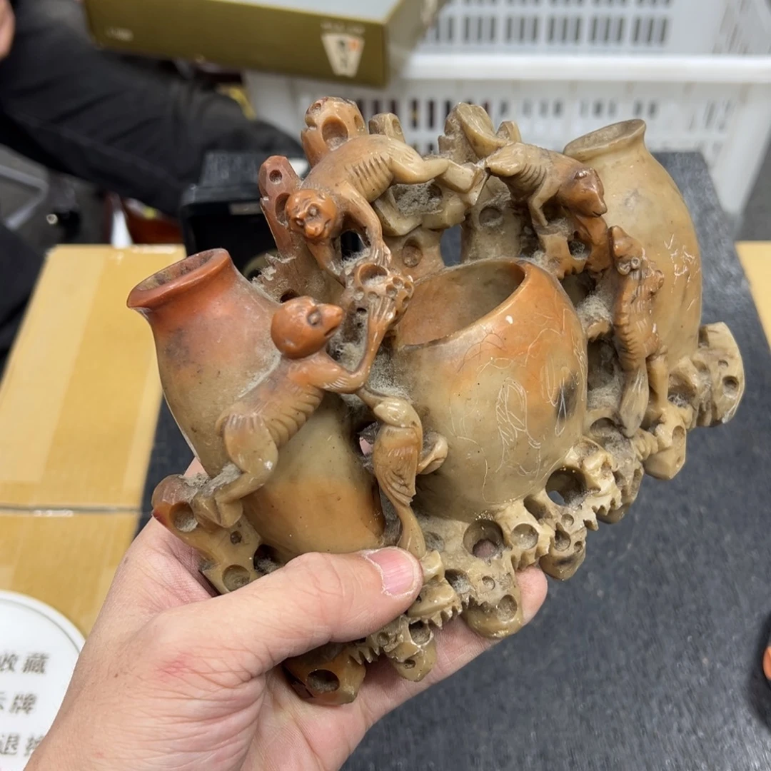 石材日本中古工艺品摆件