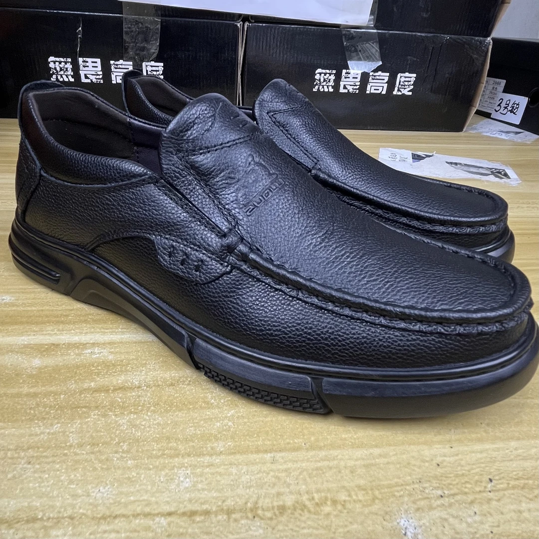 8307#品牌头层牛皮男士皮鞋新款真皮休闲皮鞋豆豆鞋一脚蹬