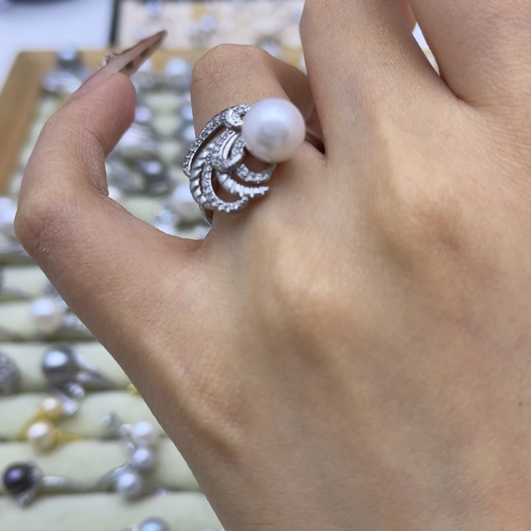 淡水珍珠银S925镶嵌戒指
