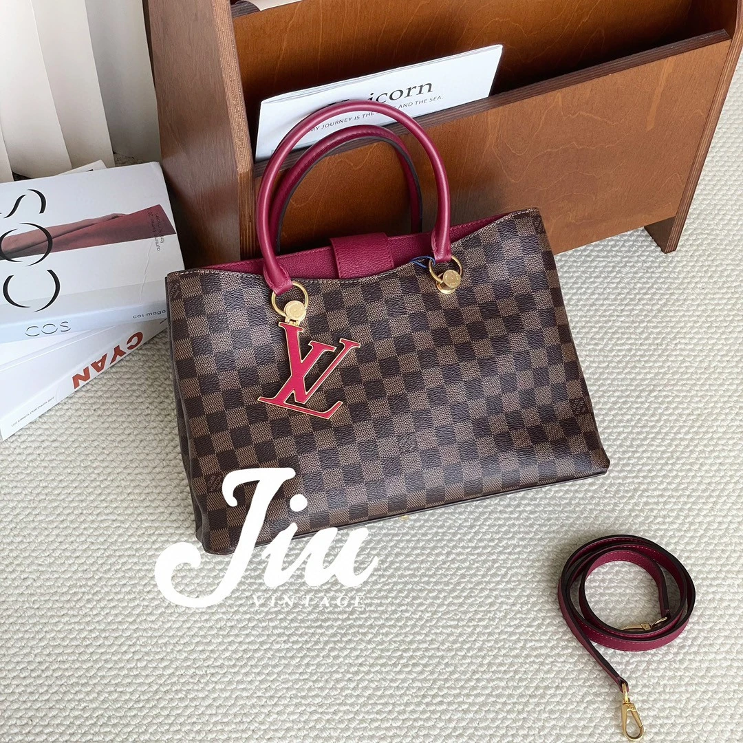 99新 LouisVuitton/路易威登 riverside棋盘格拼酒红 CJM15-0090