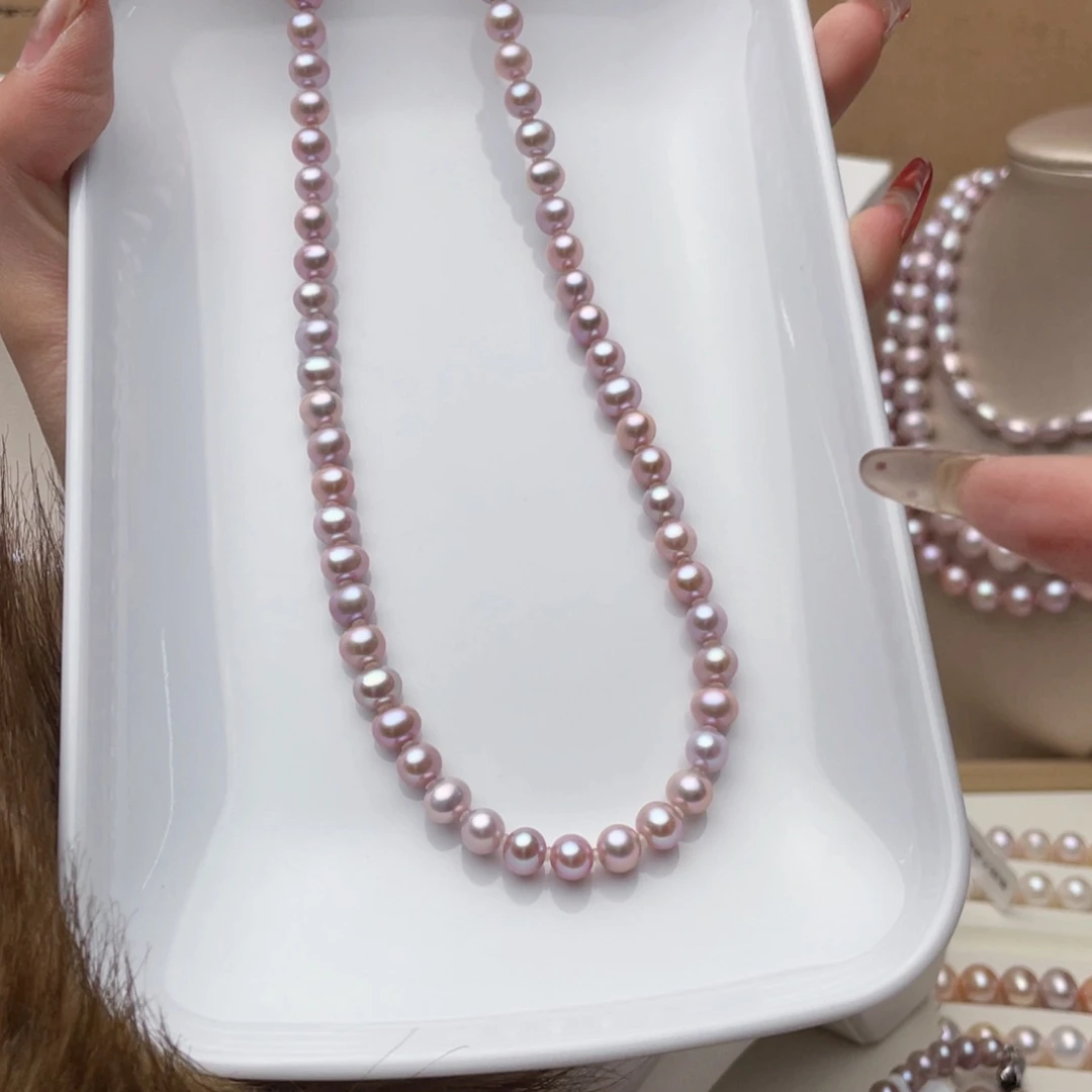 淡水珍珠项链银S925镶嵌牡****店6-7