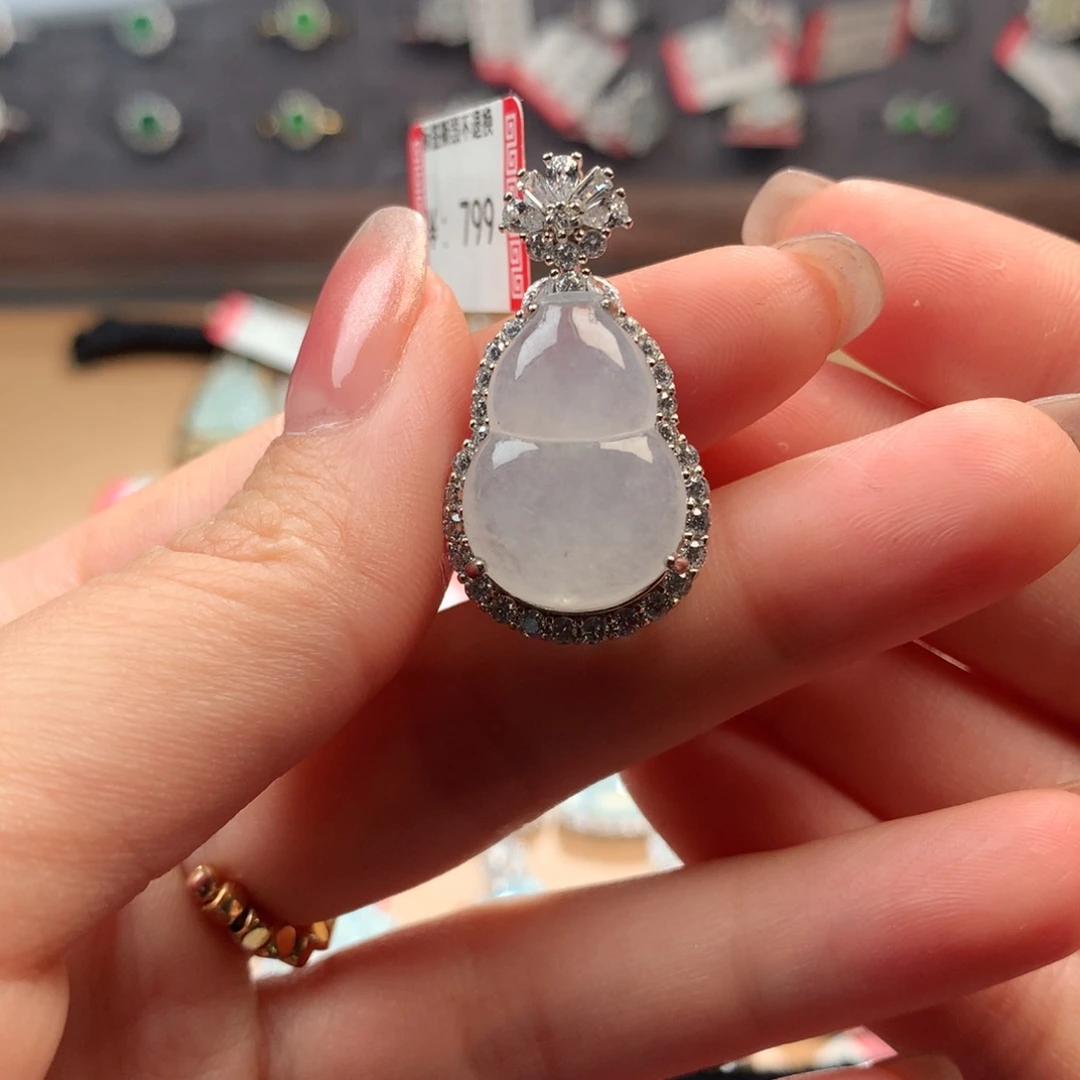 翡翠挂件银S925镶嵌《****》葫芦