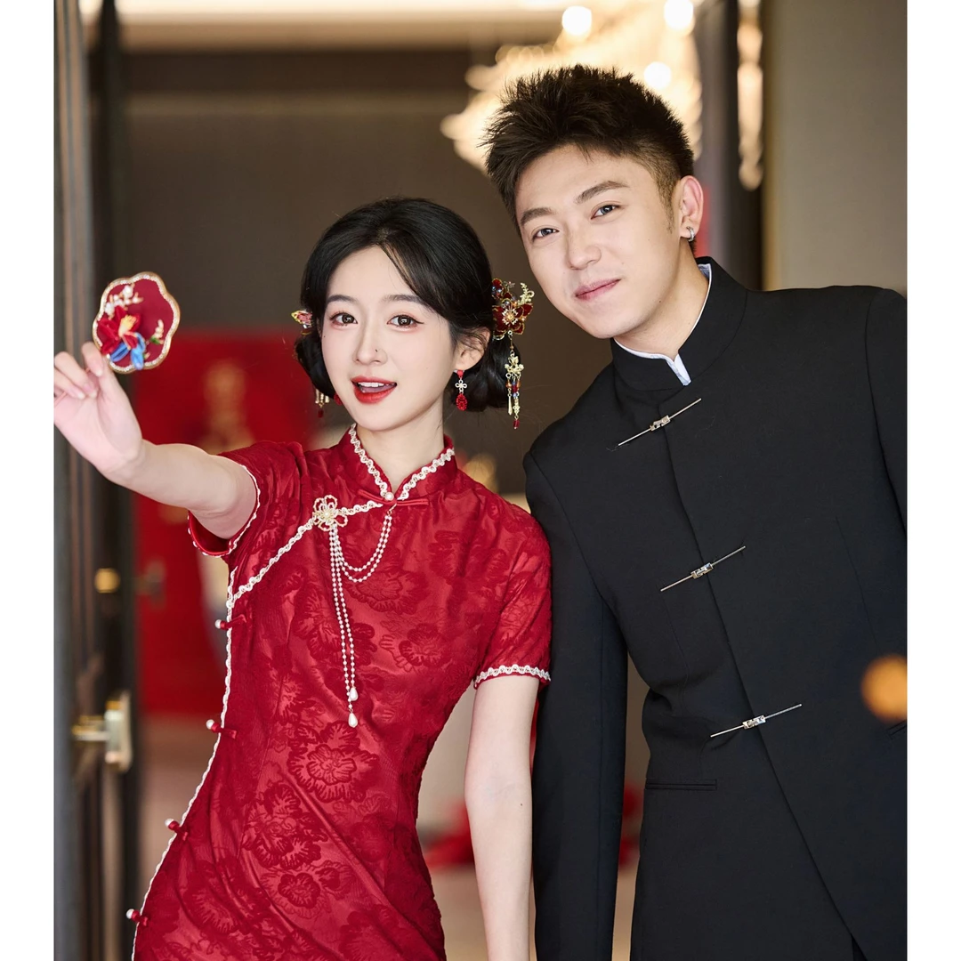 【如愿】红色旗袍新中式结婚敬酒服订婚2025年春夏新款送考5393