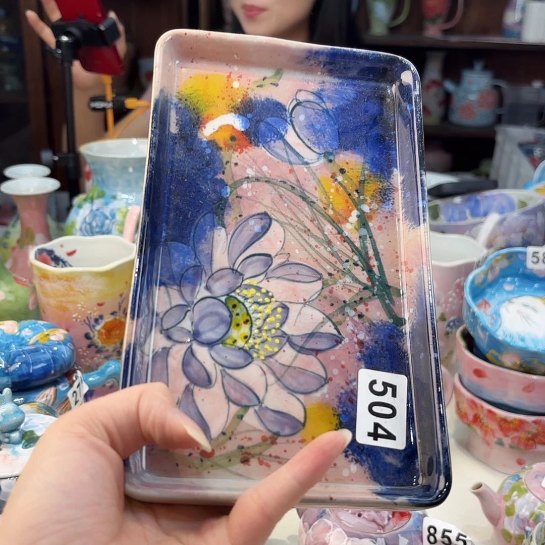 瓷片景德镇手绘高温釉下彩陶瓷茶具