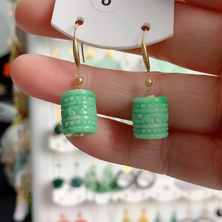 翡翠耳饰18K金镶嵌翡翠