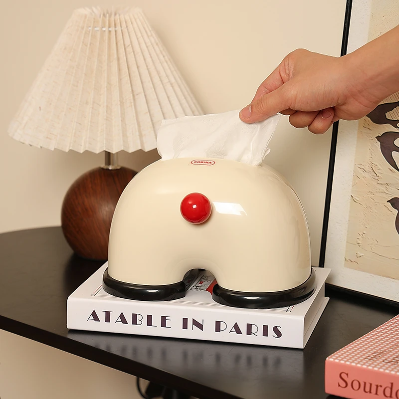 多巴胺纸巾盒高级感创意弹簧收纳抽纸盒家用客厅高档高颜值艺术感