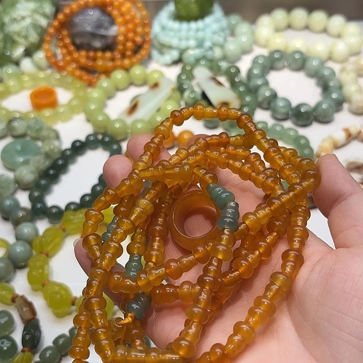 春***眠蛇纹石玉未镶嵌手串