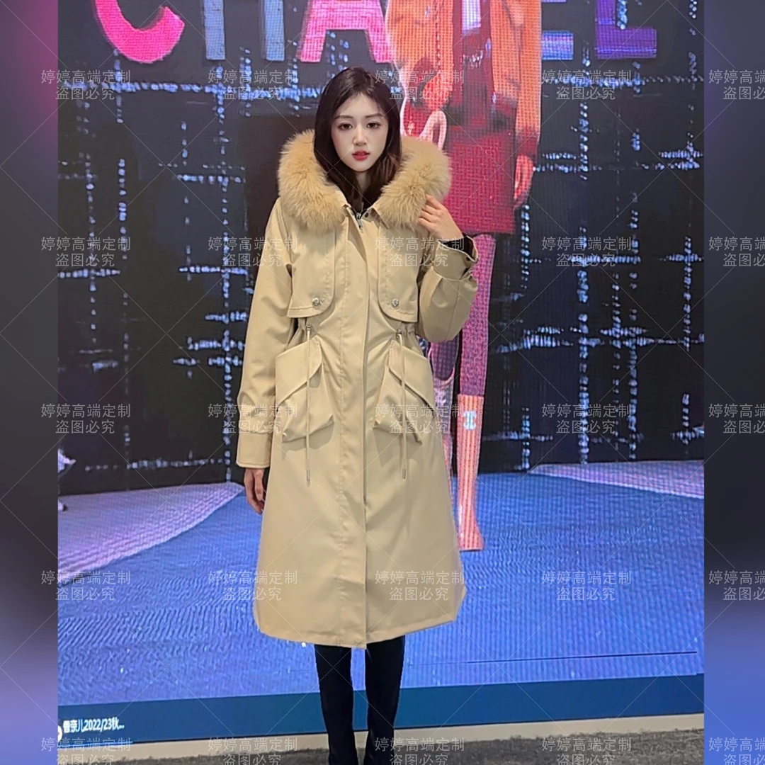【飞雪】2024新款爆款女派克服女款兔毛内胆狐狸毛领可拆卸
