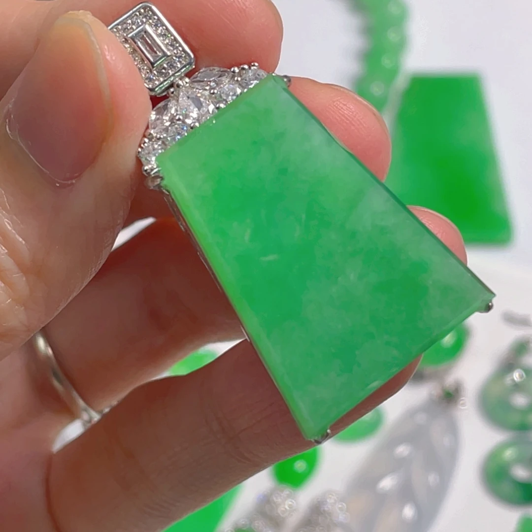 翡翠银S925镶嵌吊坠(不含链)