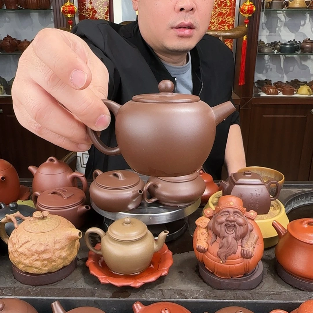 紫砂茶壶平盖圆鼓