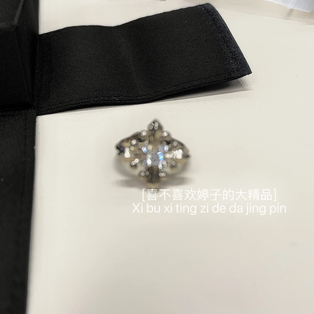 铜合金合成锆石戒指 【单花鸢尾花戒指】