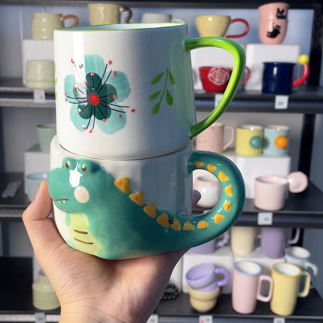 陶瓷双饮款安***?恐龙加绿花