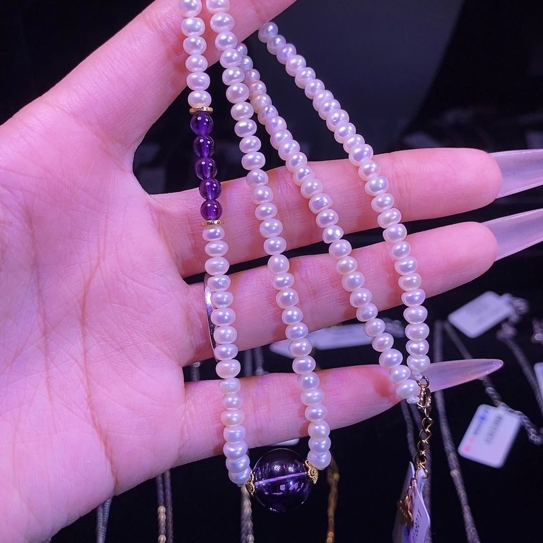 淡水珍珠颈饰银S925镶嵌