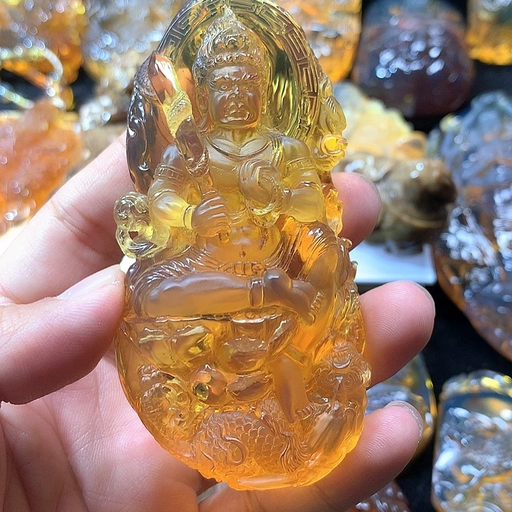 聽***海琥珀未镶嵌裸石蓝珀不动明王曾伟大师亲工