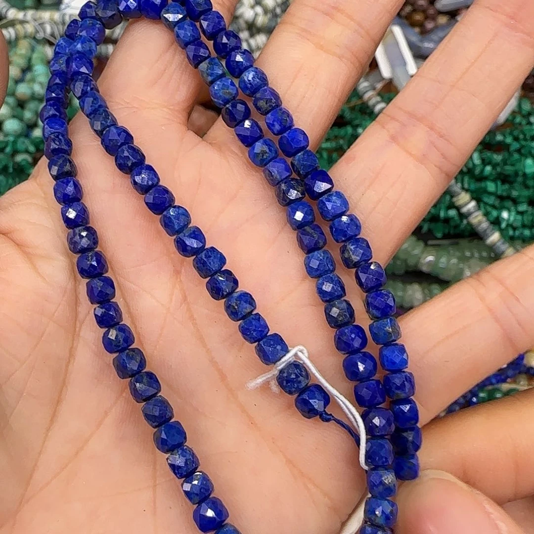 玛瑙/玉髓合金珠宝半成品青金方糖4mm一条