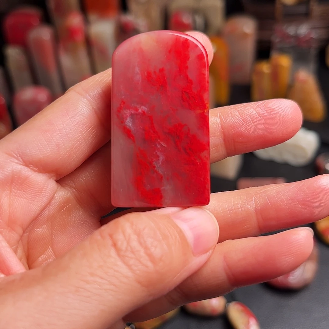 巴林石印石鸡血石扁章