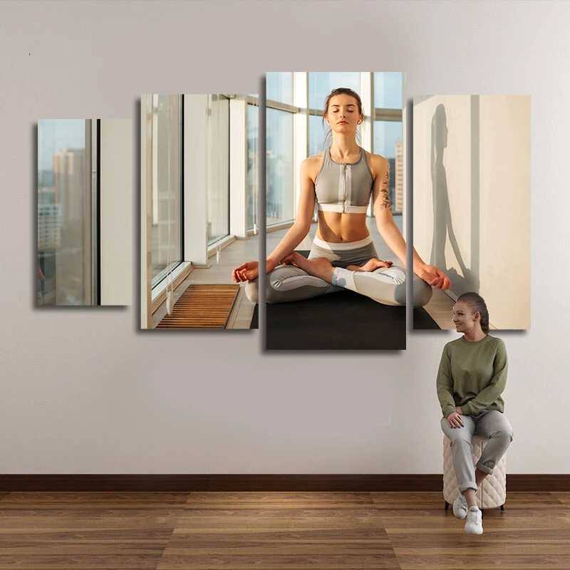 瑜伽馆装饰画健身房塑身墙面壁画舞蹈教室海报墙画普拉提锻炼挂画