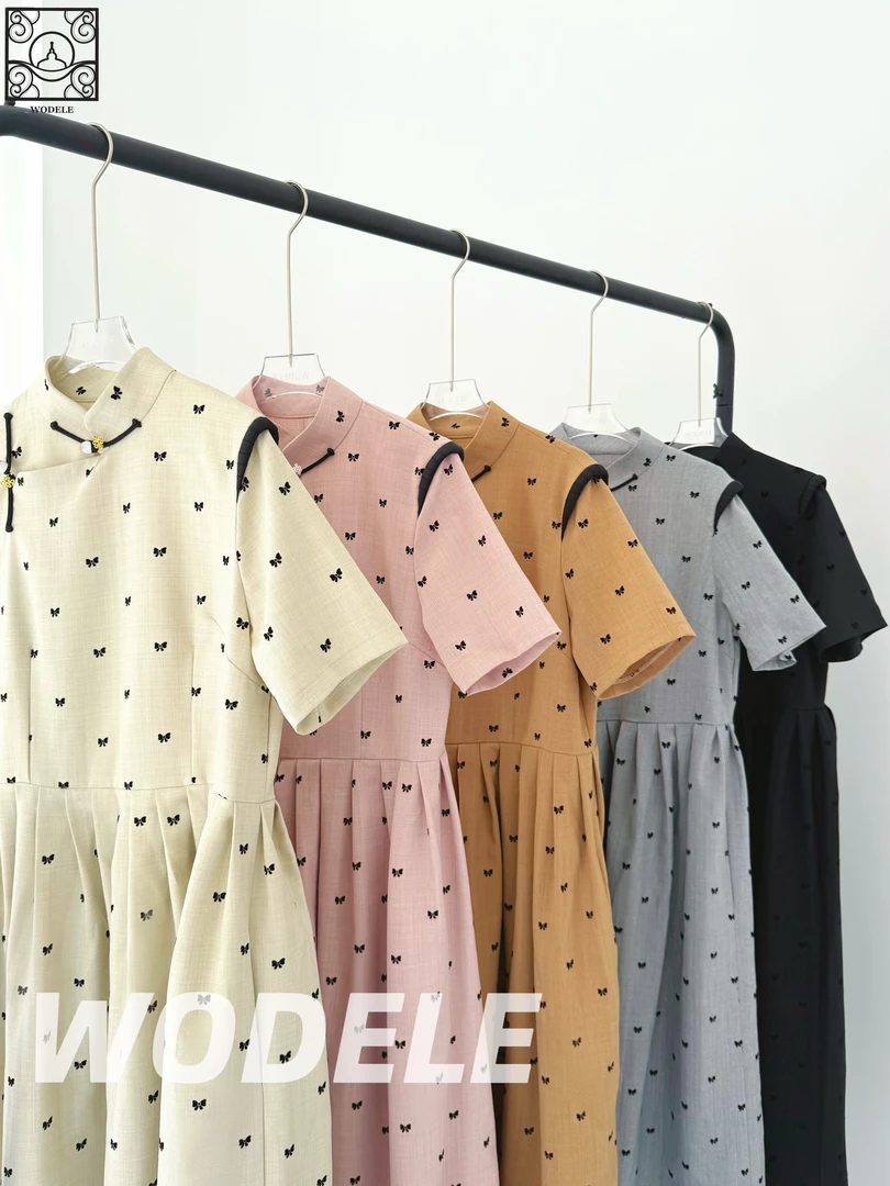 [WODELE]沃德勒原创少女新款蒙古元素夏季温柔长裙连衣裙民族风