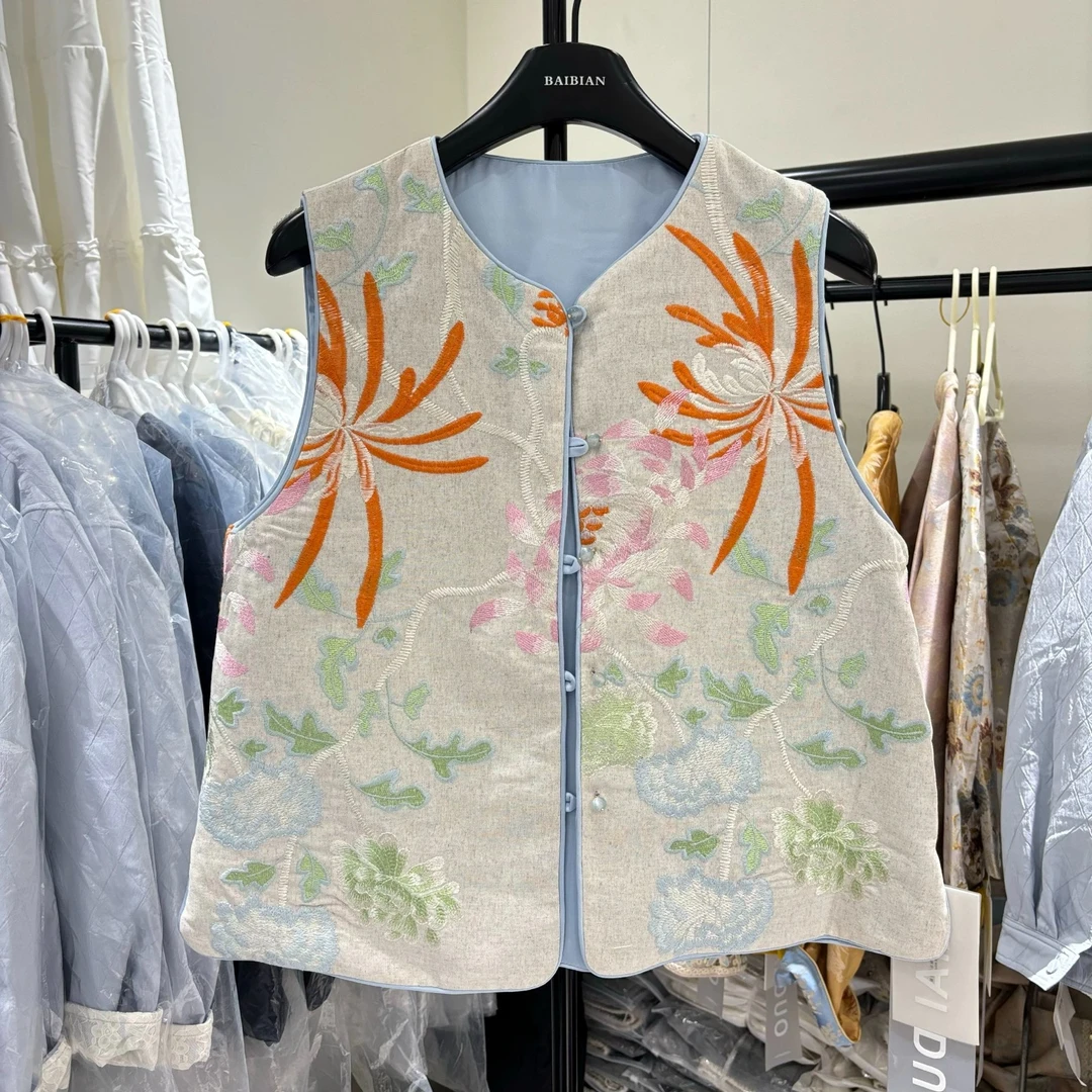 高级感马甲国风刺绣时尚马夹民族风上衣百搭洋气中国风气质复古