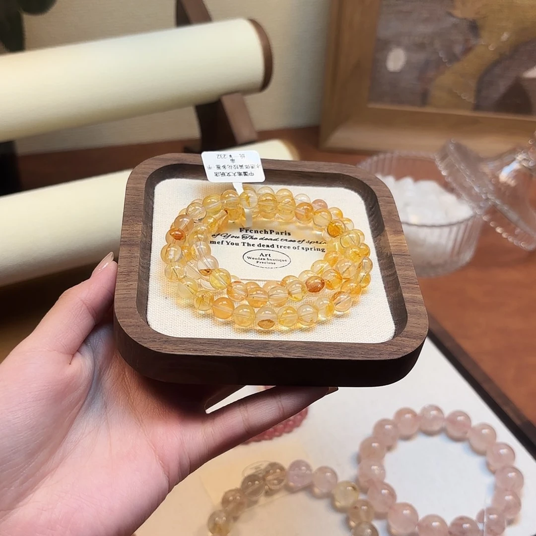 水晶手串未镶嵌桂花黄胶花多圈7.9232