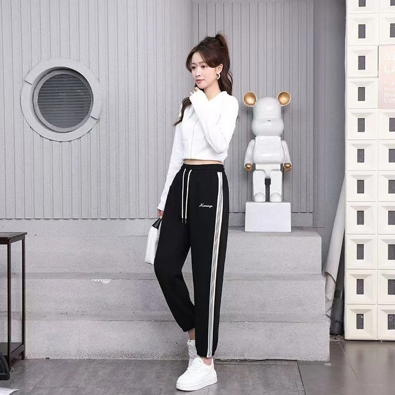 【运补3-5元】新款运动休闲卫裤女高腰宽松口袋束脚裤显瘦运动裤