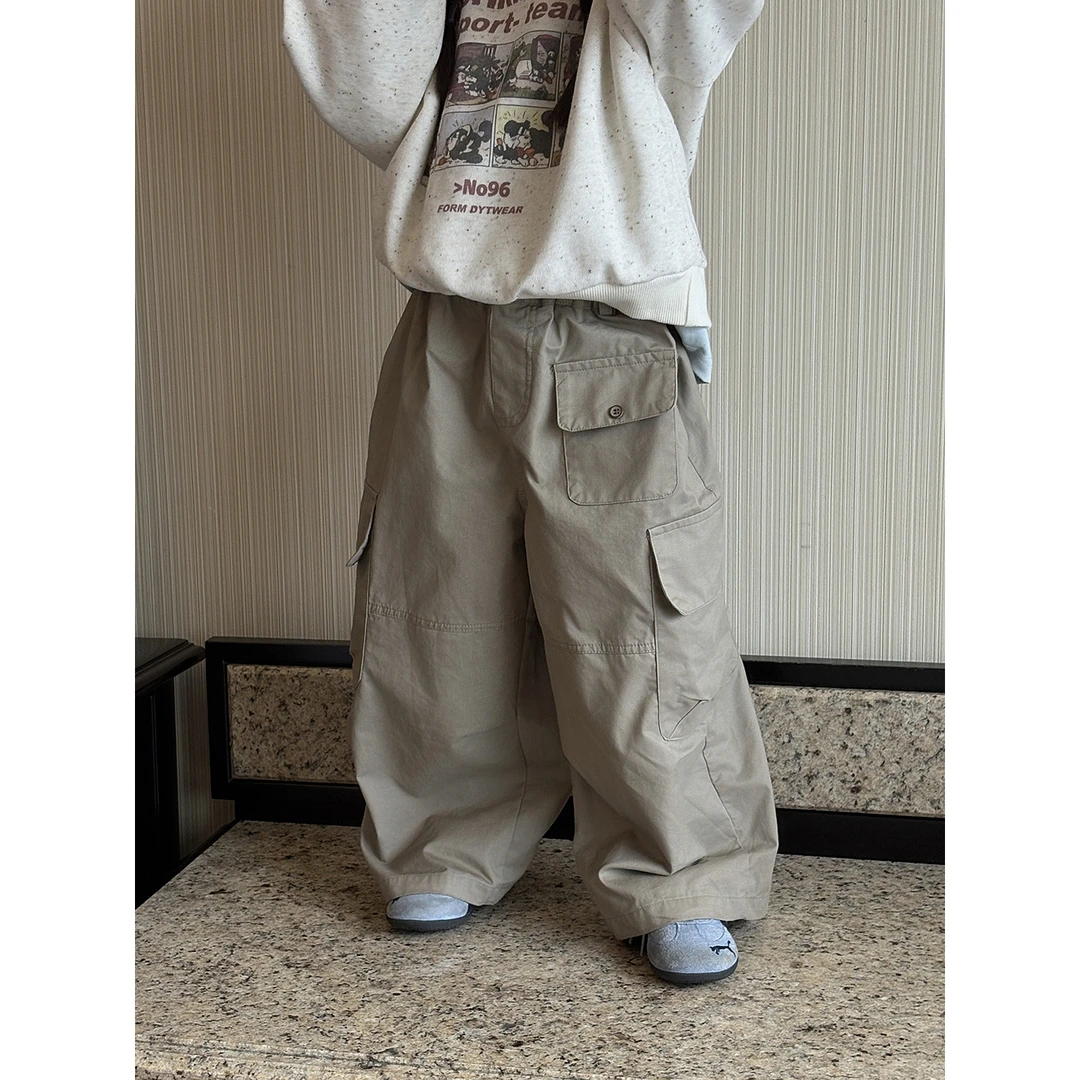 Harper kids 韩版女童慵懒百搭显瘦褶皱多口袋工装裤 H25A0607155