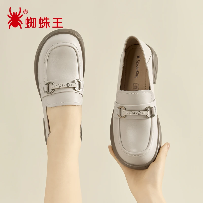 蜘蛛王女鞋正品今年流行的乐福鞋2025新款秋季真皮小皮鞋09N420