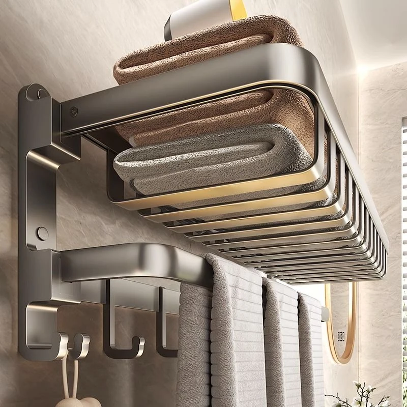 新疆包邮枪灰色免打孔毛巾架卫生间太空铝毛巾杆厕