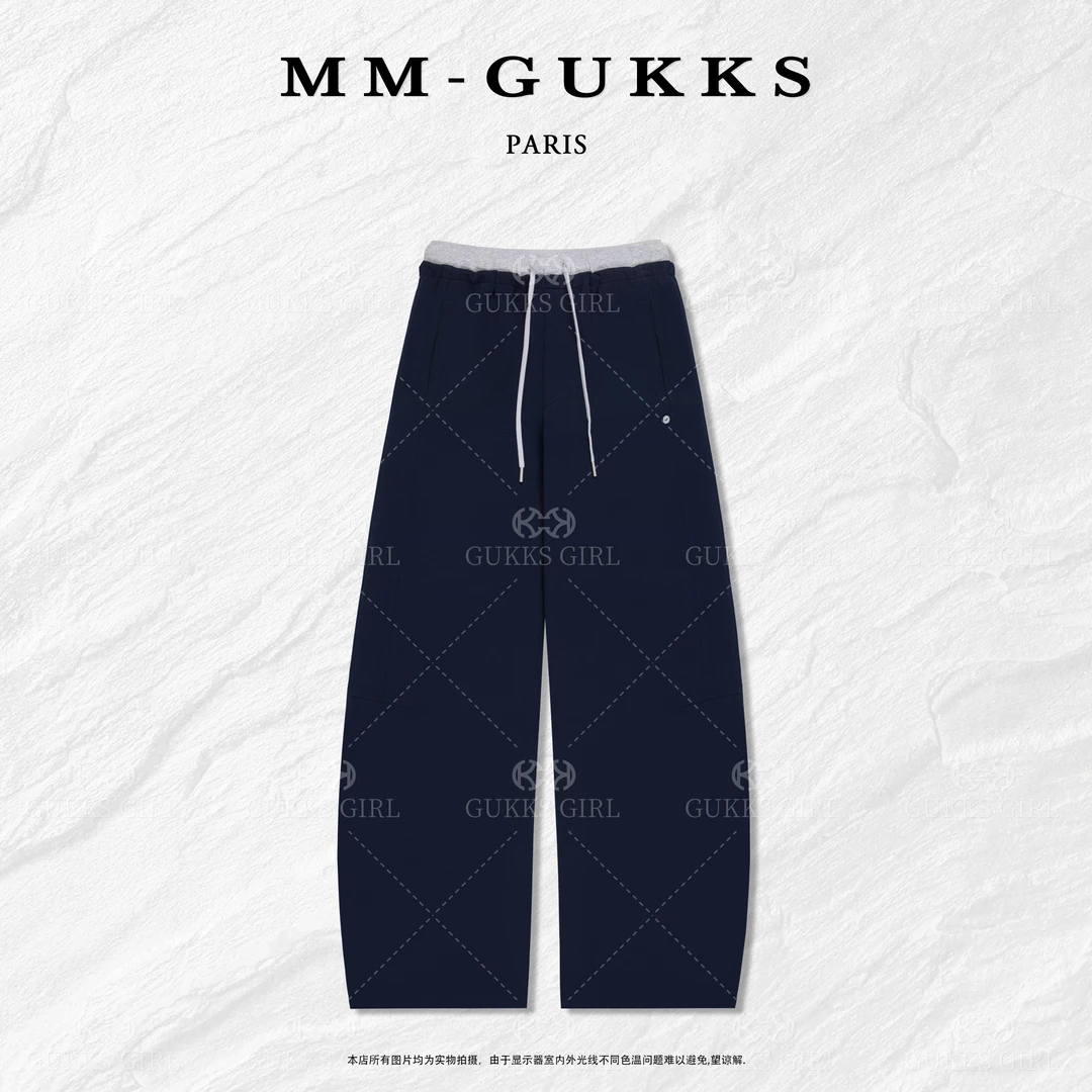 明明GUKKS/2025早秋常规款极简立体裁剪撞色腰头百搭休闲长裤