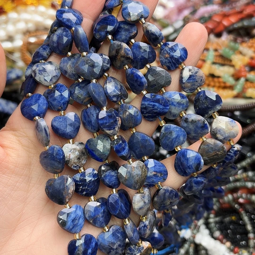 玛瑙/玉髓未镶嵌珠宝半成品卡14蓝纹爱心切一条