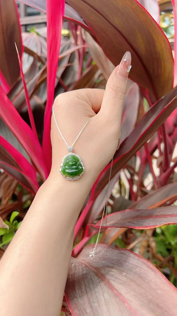 2409250509 LJ 和田玉s925佛公吊坠 （多样性发其一）