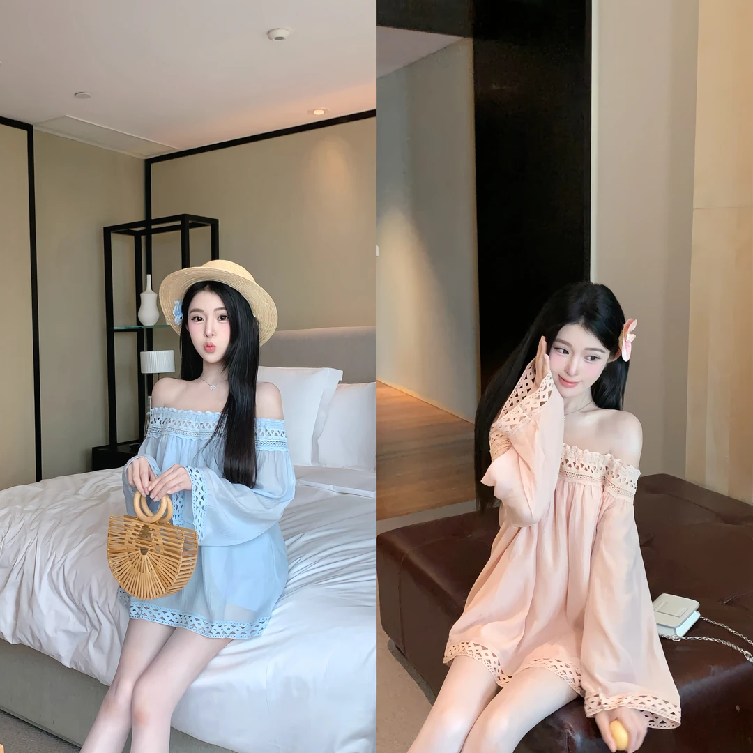 天鹅er 【春日精灵】蕾丝套装时尚夏季薄款上衣E25T1161