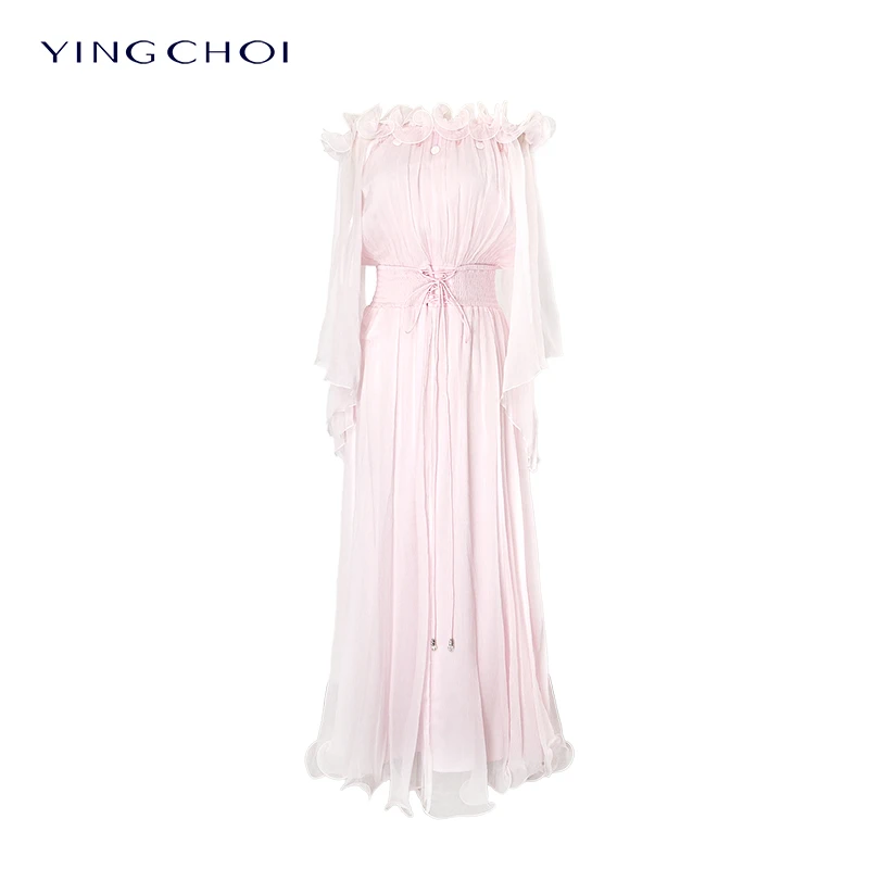 【花海涟漪】YINGCHOI 2025 新款 夏季金色大摆连衣裙 32725