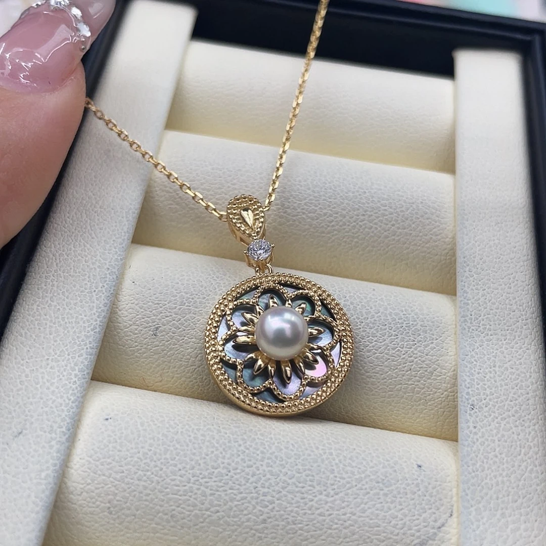 海水珍珠银S925镶嵌颈饰