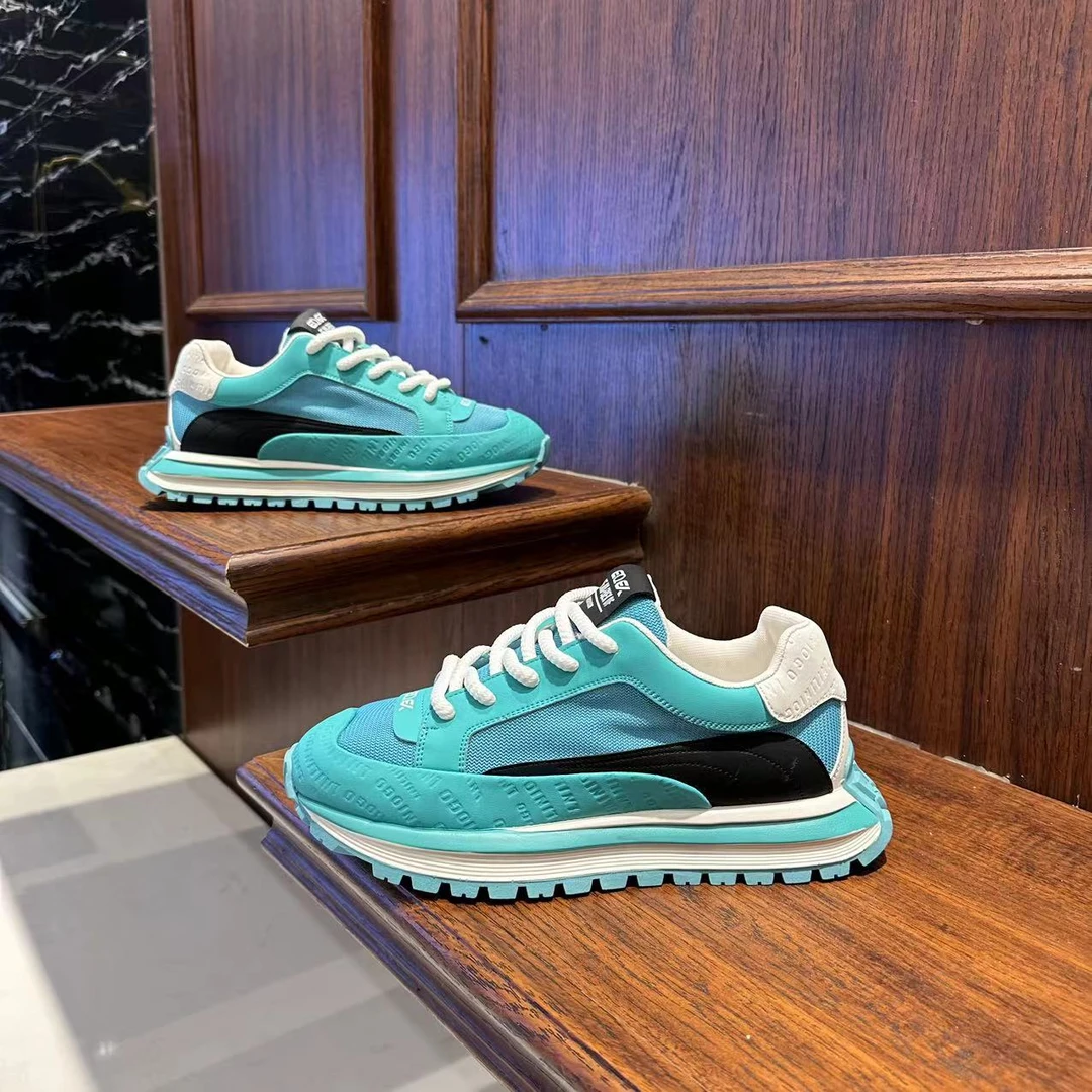 男鞋2025春季新款时尚百搭厚底低帮老爹鞋网面透气潮男款休闲鞋