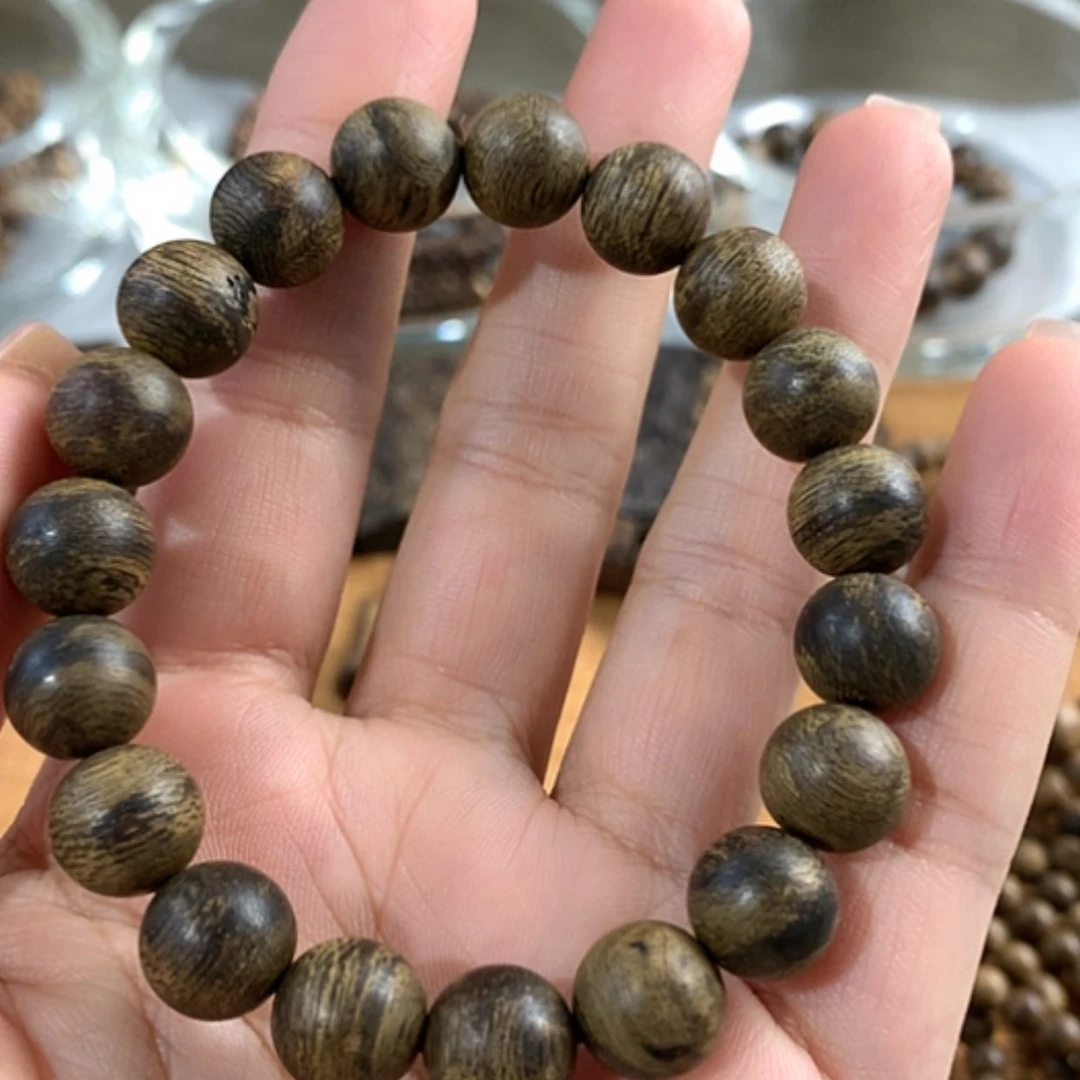 【闪购商品】沉香手串文莱软丝黑棋沉水1.1，12.9克