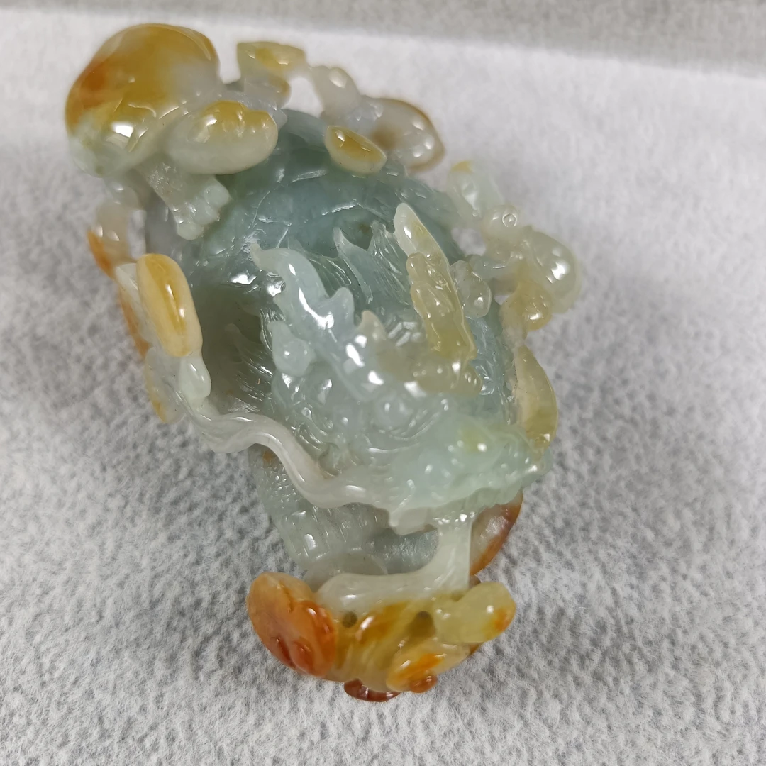 天然A货翡翠龙龟挂机雕工非常漂亮