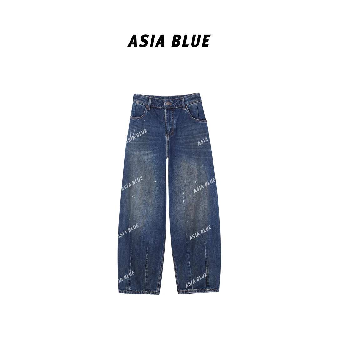 【ASIA BLUE】无弹解构主义设计感复古水洗哈伦牛仔裤YX80071