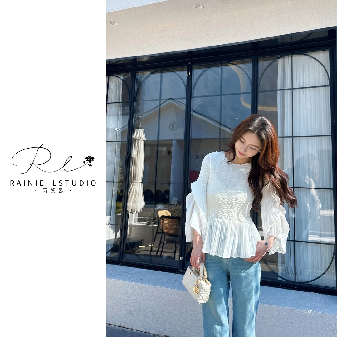 RainieL·晴晴【极简线条】早春新款气质温柔通勤上衣