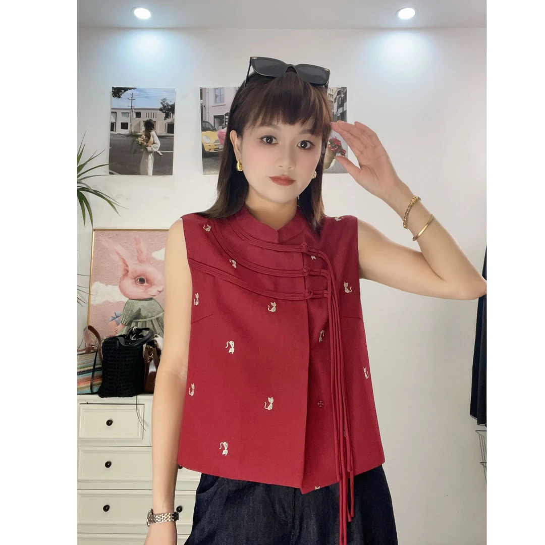 【九月绵绵】秋季新款复古流苏国风上衣马甲外穿马夹