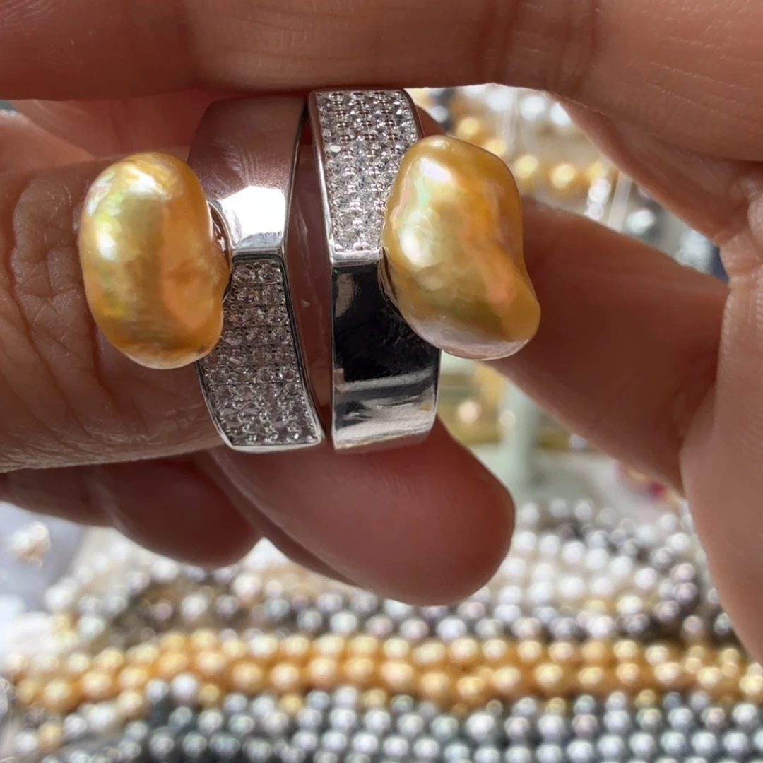 银S925镶嵌戒指海水珍珠