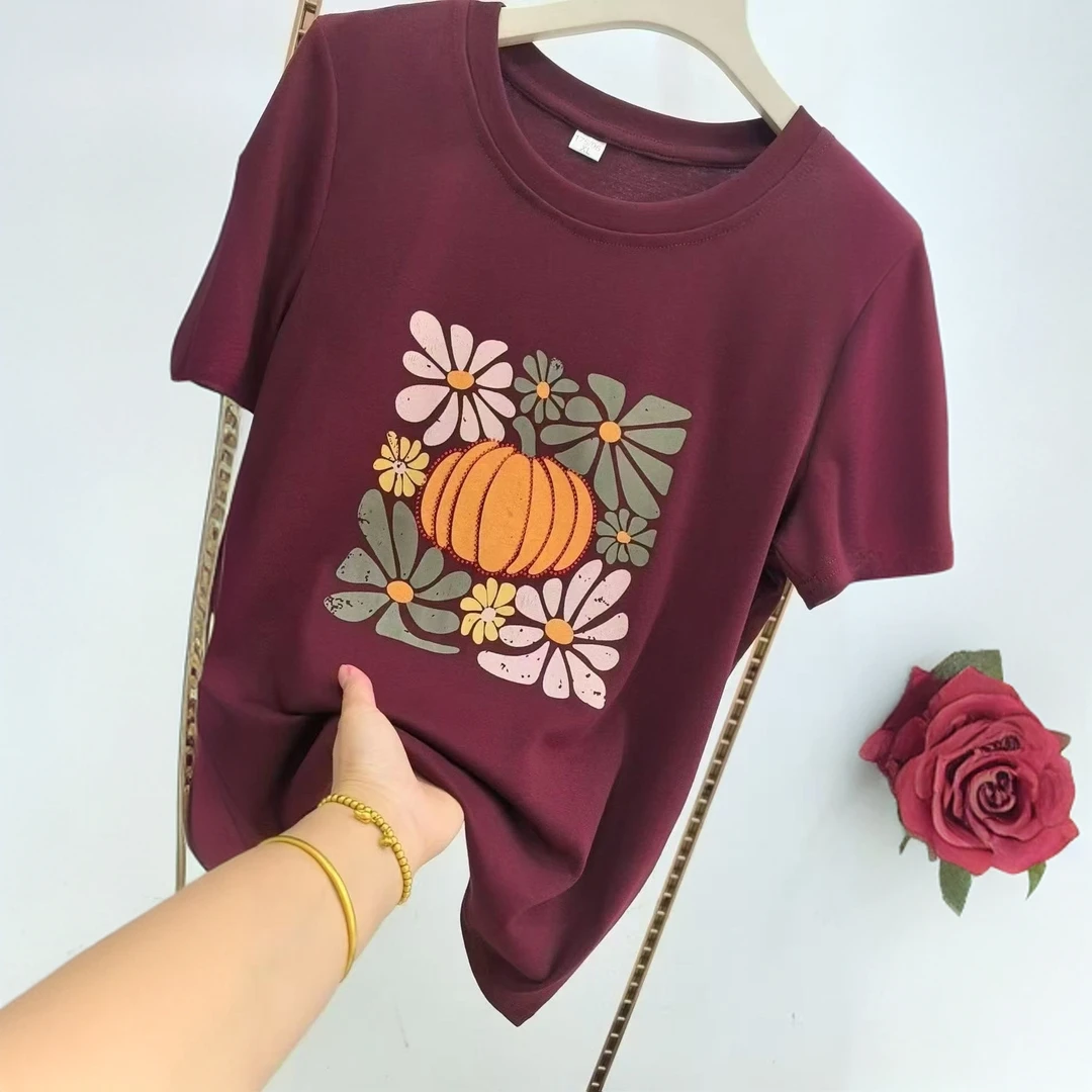 【靓衣园】时尚圆领莫代尔印花短袖（南瓜版）