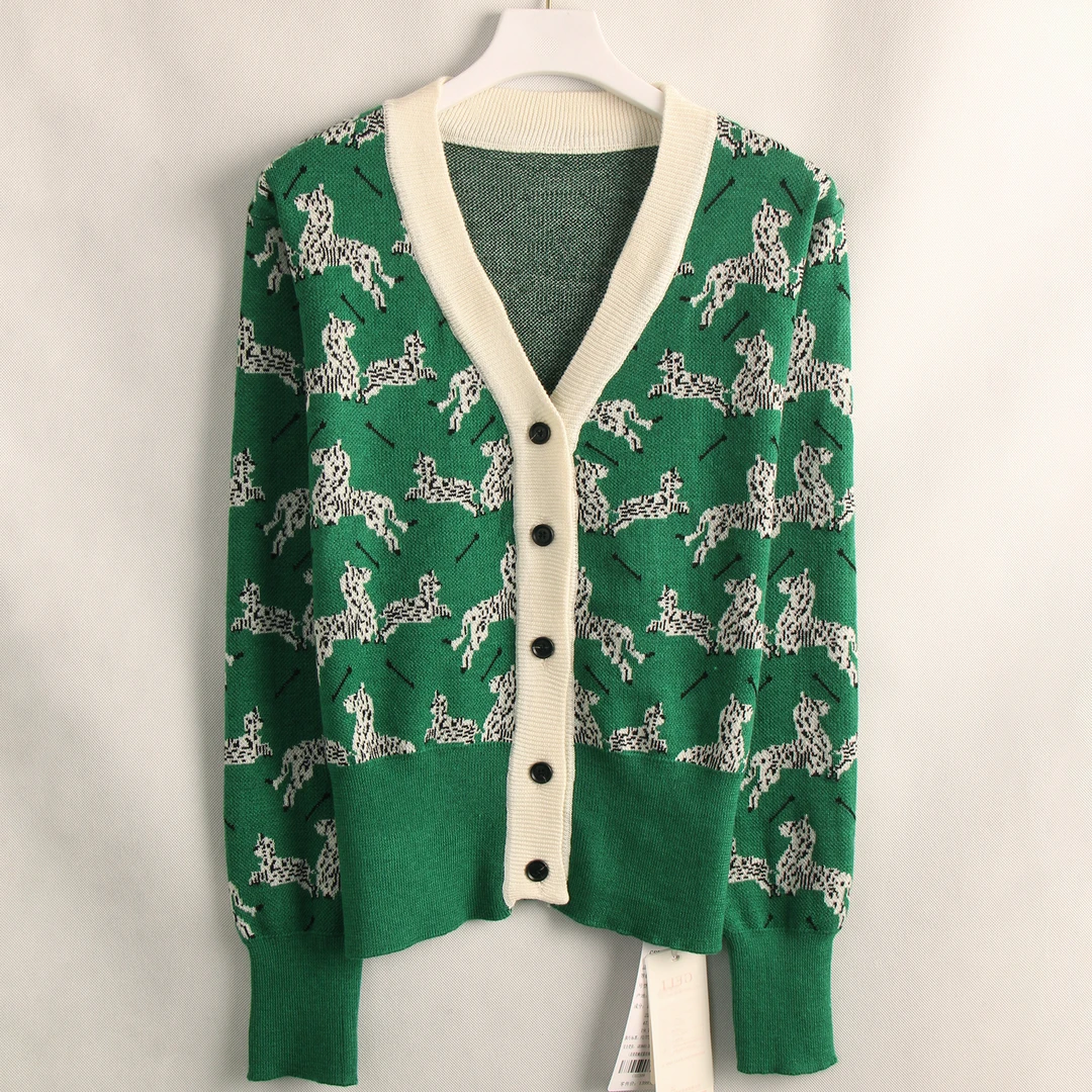 【春季上新】C2559绿色上衣女士时尚气质百搭长袖针织衫开衫